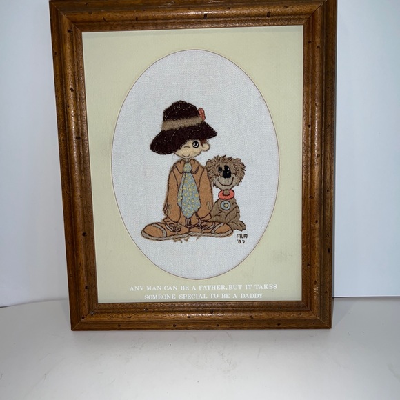 Needlepoint Boy & Dog Framed 1987 - Picture 9 of 9
